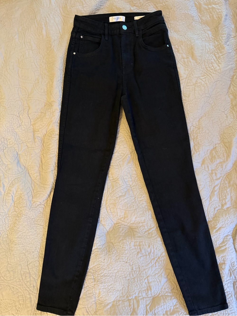 GUESS women’s  Black Denim Jeans - Classic Back Pocket Triangle Logo